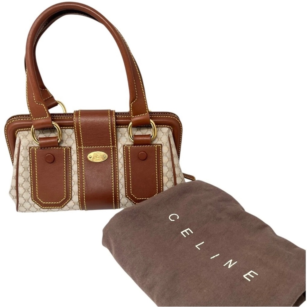 CELINE Vintage Macadam Canvas & Leather Satchel Doctor Bag, Stunning Condition - Picture 5 of 14